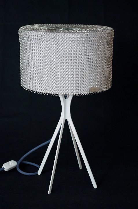 Chainmail clad table lamp