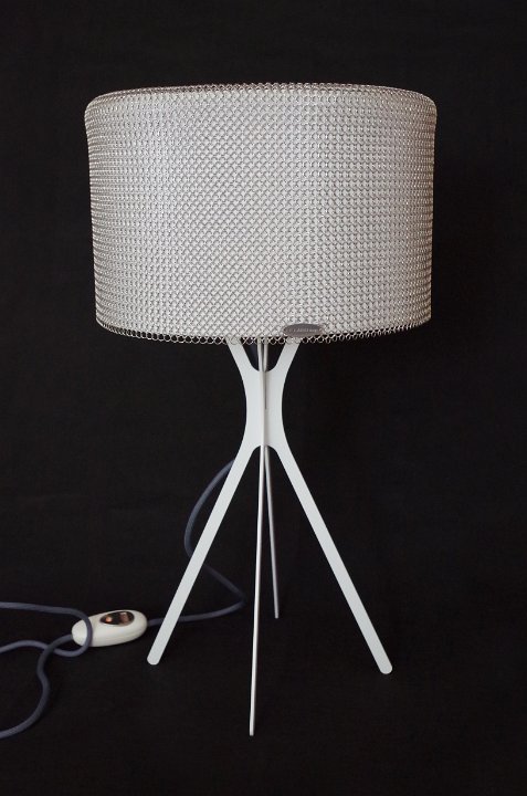 Chainmail clad table lamp