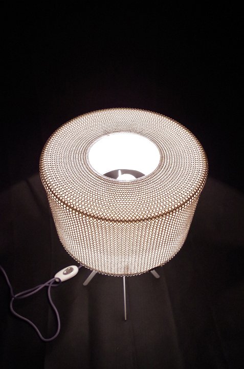 Chainmail clad table lamp