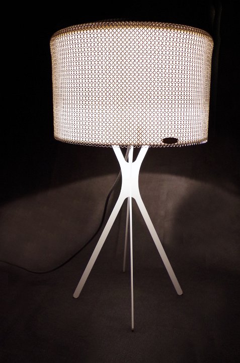 Chainmail clad table lamp