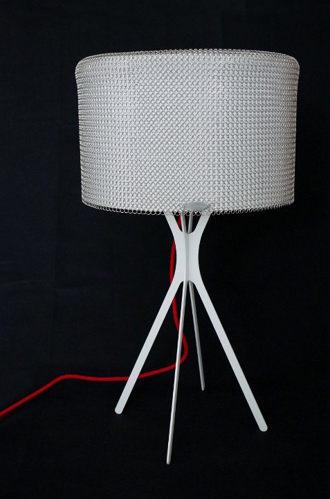 Chainmail clad table lamp