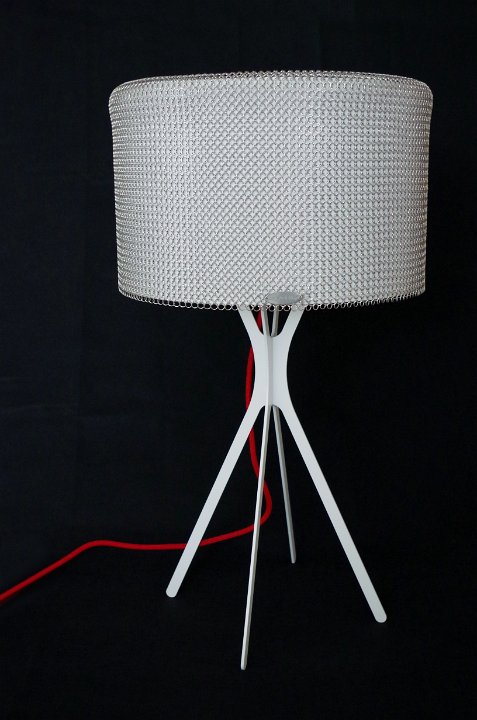 Chainmail clad table lamp