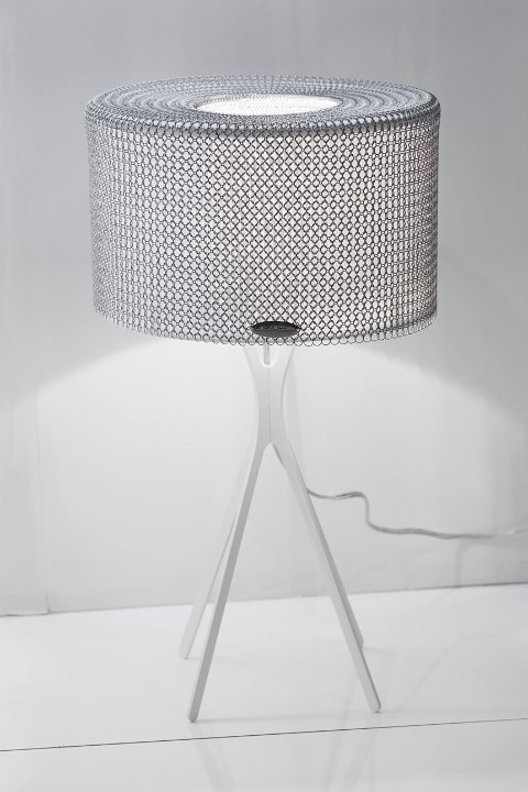 Chainmail clad table lamp