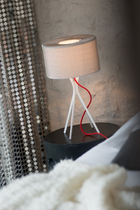 Chainmail clad table lamp